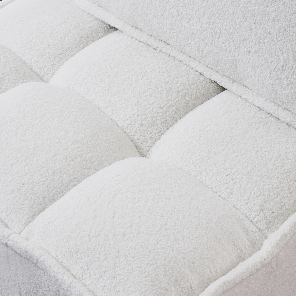 White Teddy Fabric Armless Accent Chair with Cushion N8106
