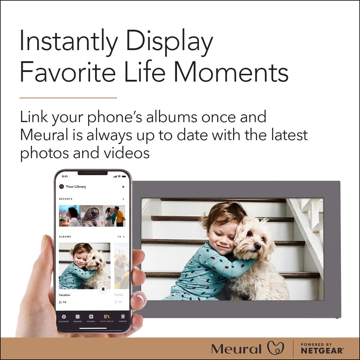 Digital Photo Frame with WiFi 13.5"x7.5" Built-in Stand and Wall Mount A541512