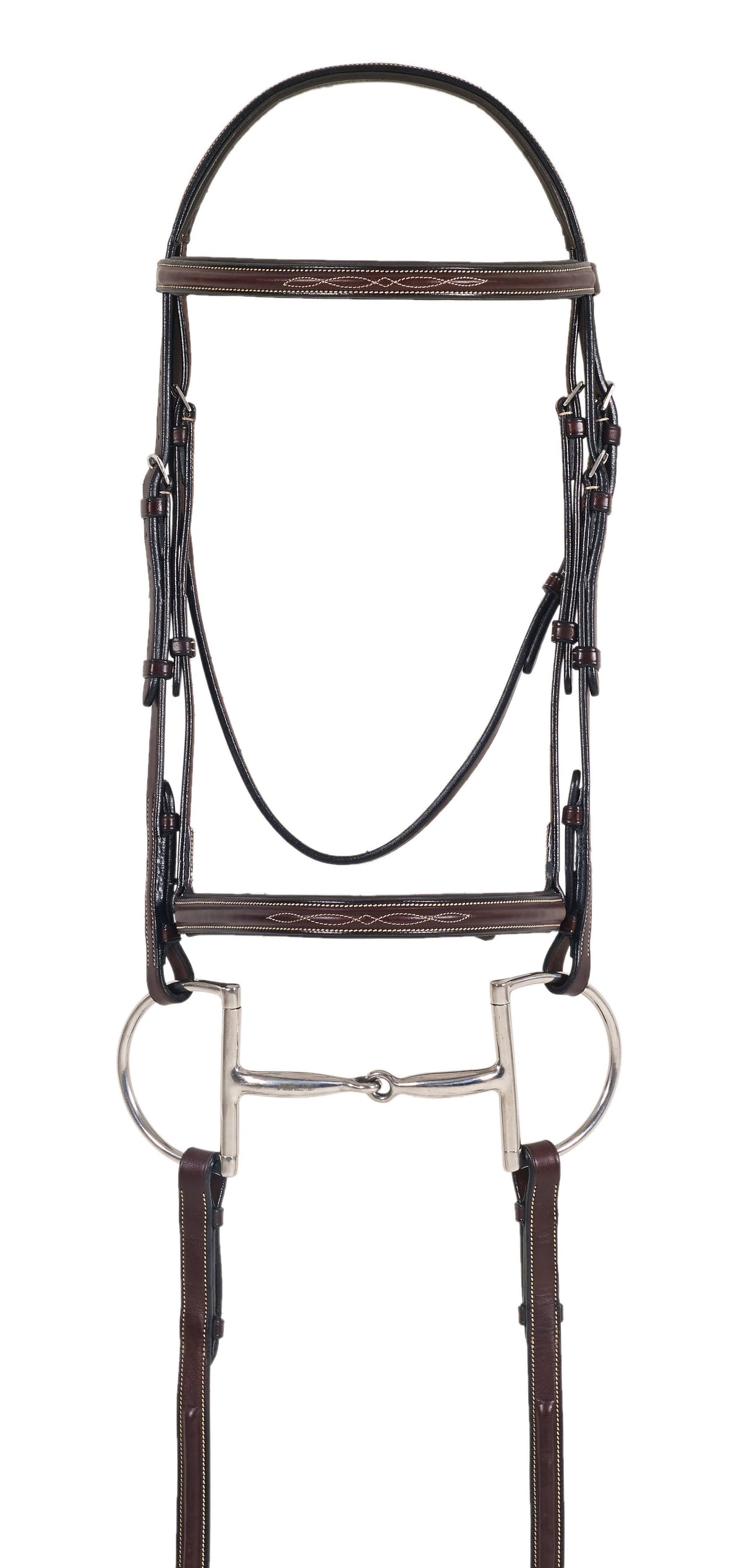 Dark Brown Oversize Padded Bridle with Reins W5248