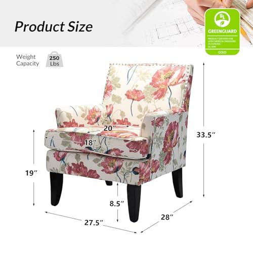 Modern Accent Chair with Arms and Wooden Legs O7763