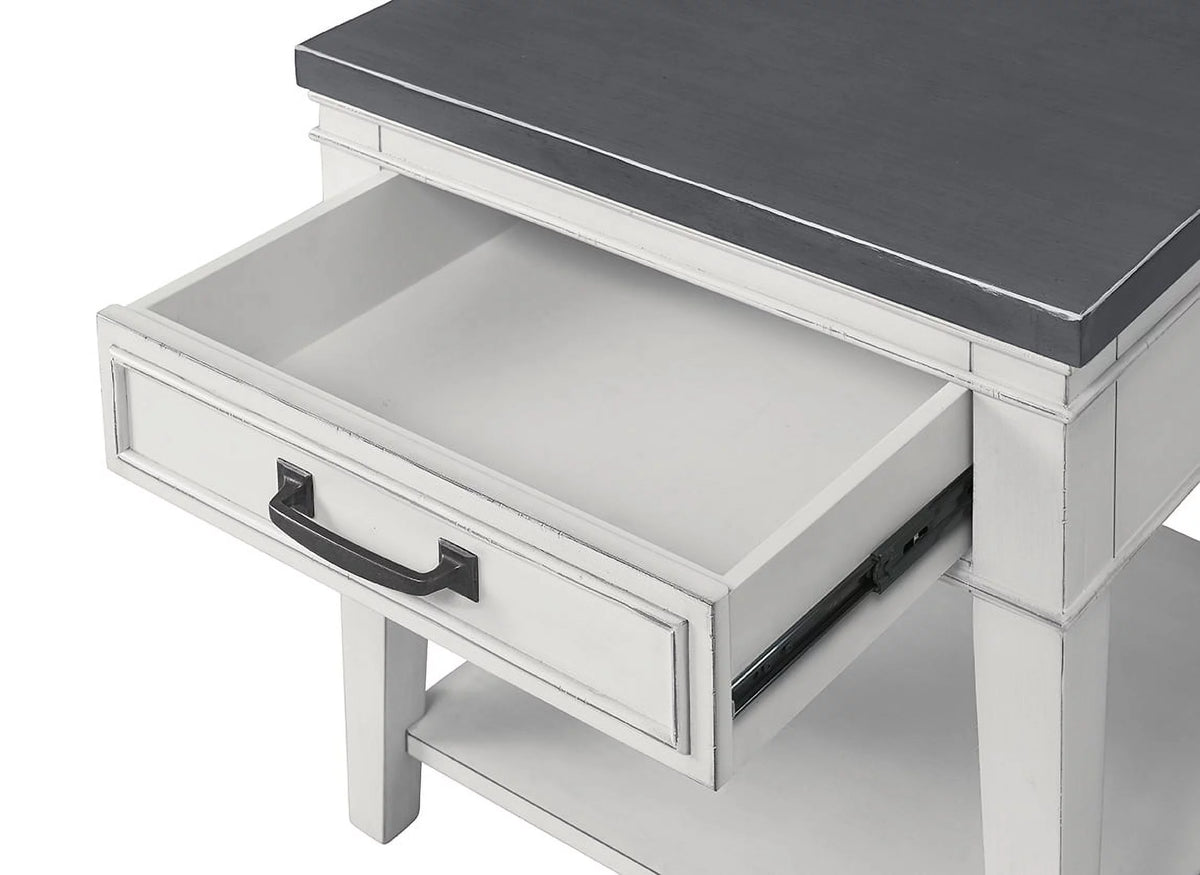 White and Grey 1 Drawer End Table Q4175