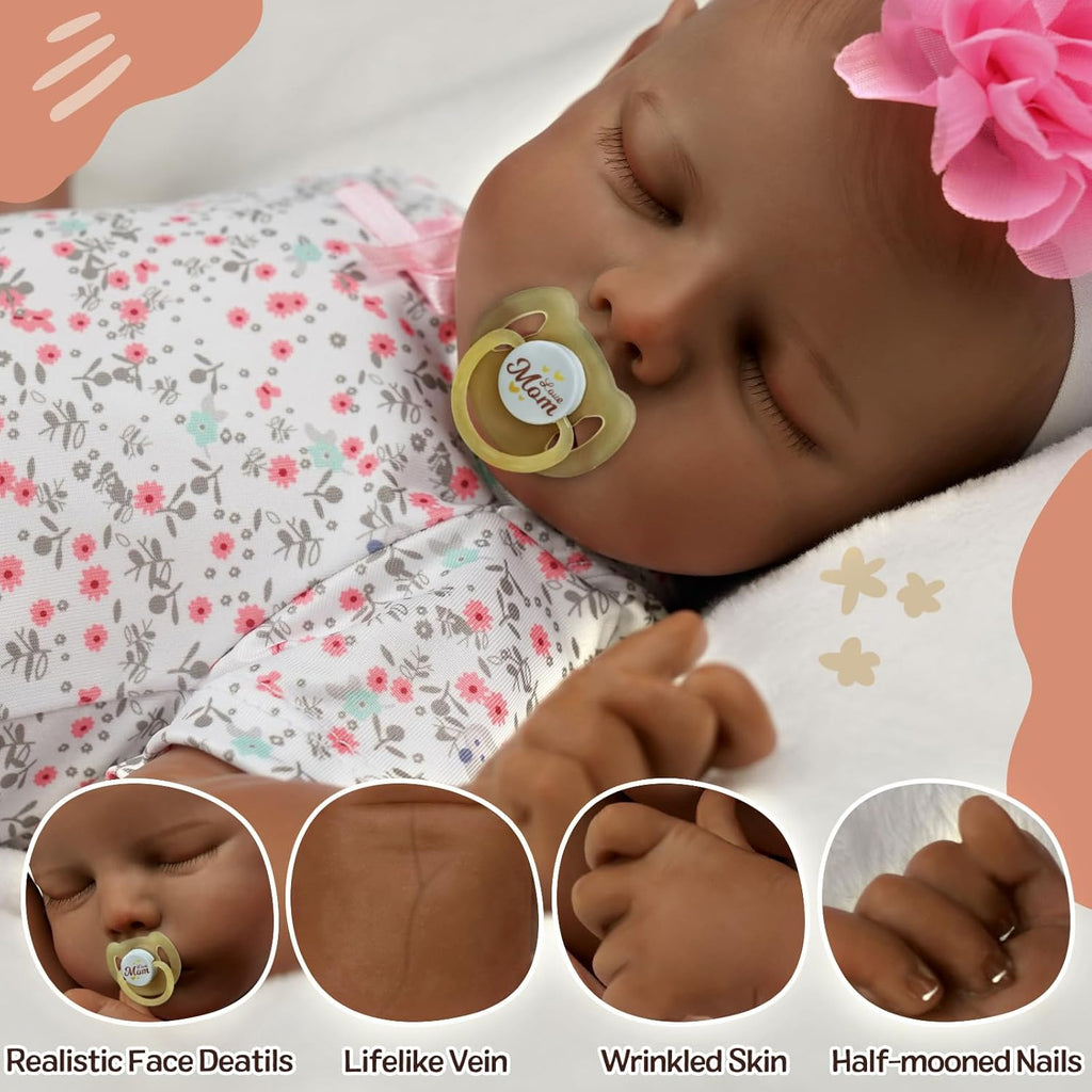 17-Inch Black Reborn Baby Dolls with Feeding Kit L4802