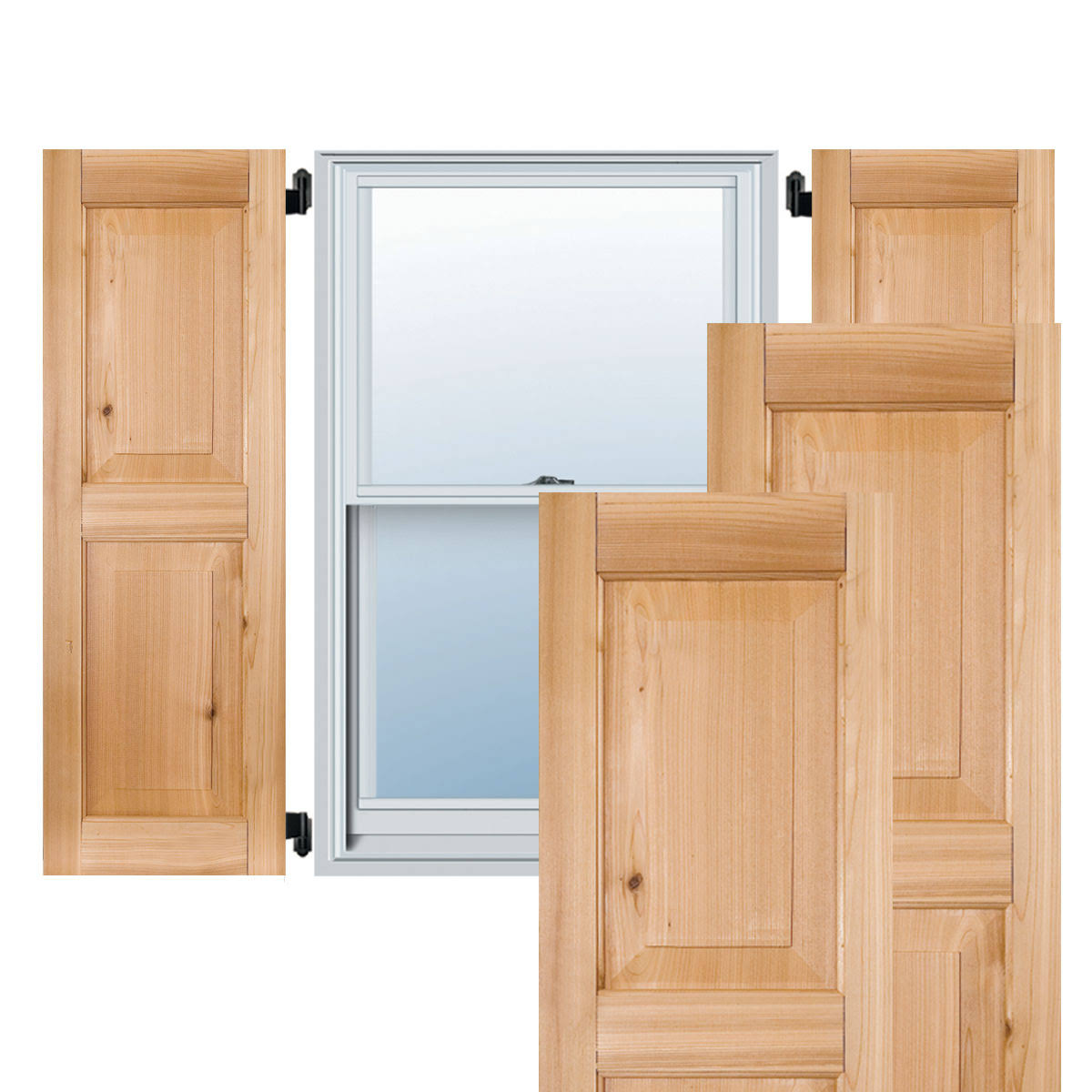 18 in. x 73 in. Real Wood Raised Panel Shutters Pair Unfinished F960759