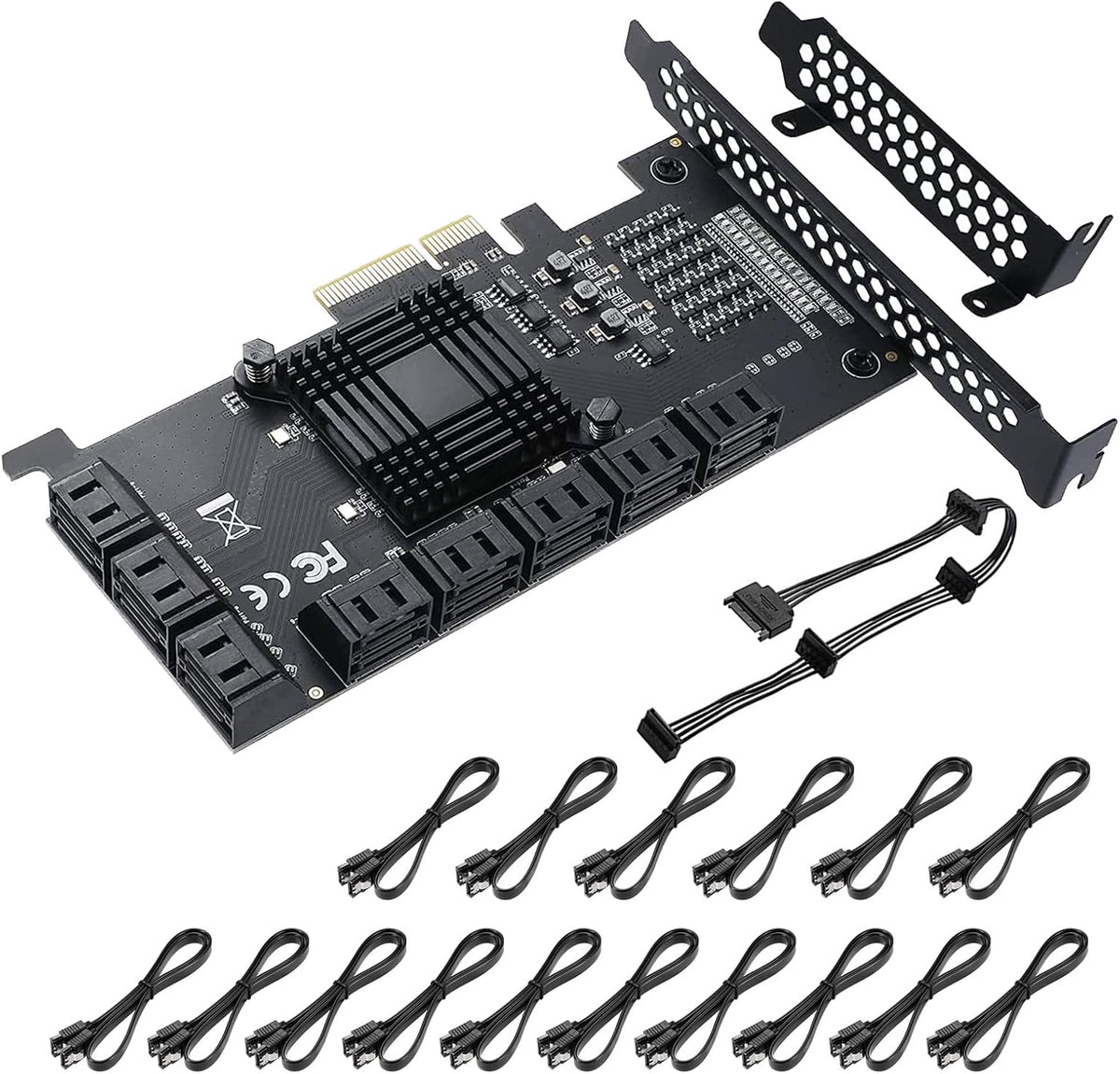 4X PCIE SATA Card 16 Ports with 16 SATA Cables Q862