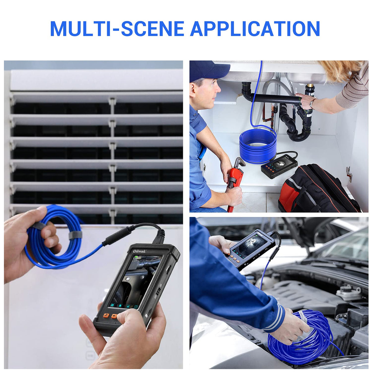 33FT 5.5mm 1080P HD Waterproof Industrial Endoscope with 4.3'' IPS Screen Z743