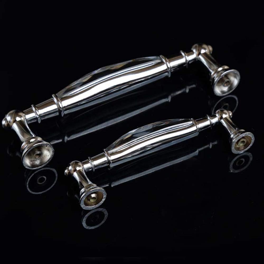 2 Pack 3-3/4 in Center-to-Center Glass Dresser Drawer Handles Chrome Metal Silver F78214