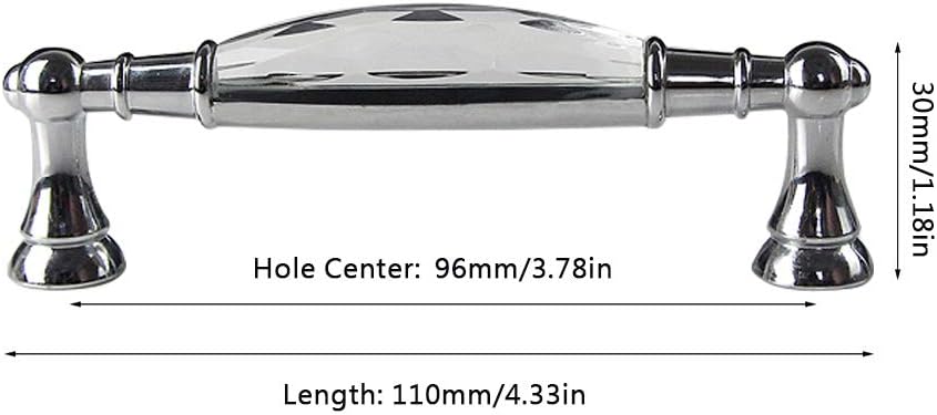 2 Pack 3-3/4 in Center-to-Center Glass Dresser Drawer Handles Chrome Metal Silver F78214