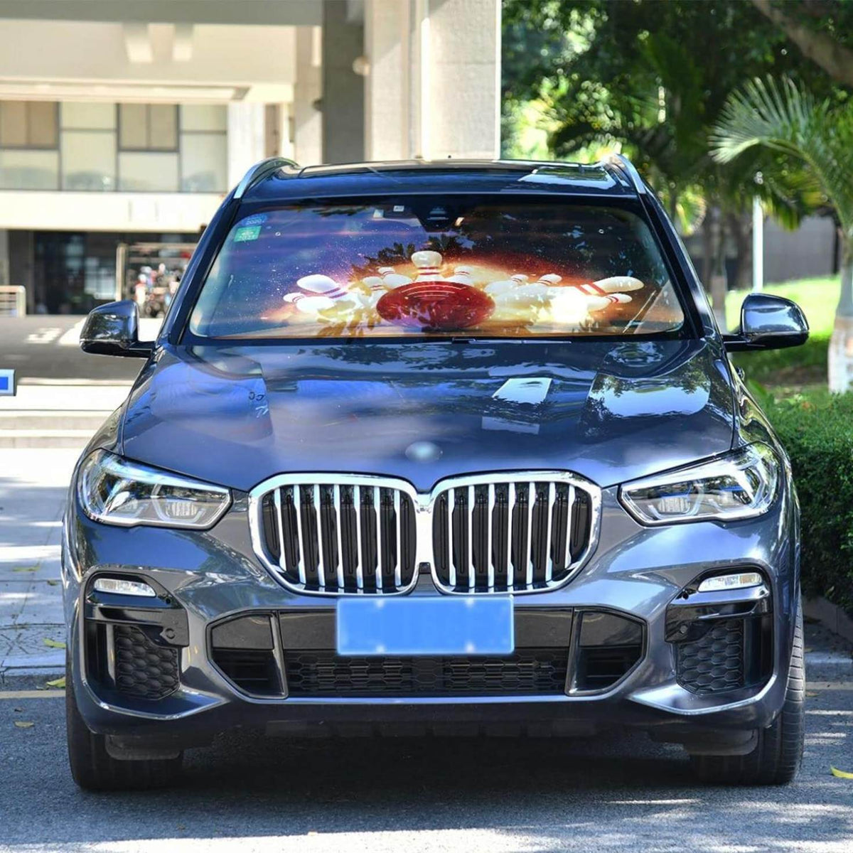 Bowling Strike Hit Fire Explosion Windshield Sun Shade 55×27.6in T210