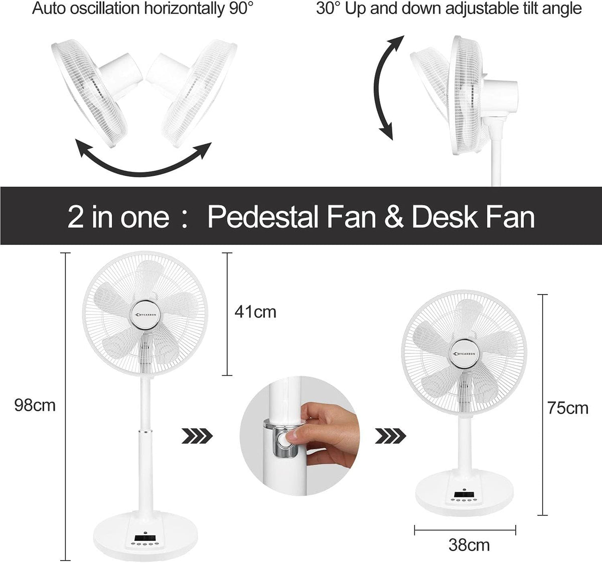 16” Oscillating Pedestal Fan with Remote A39030