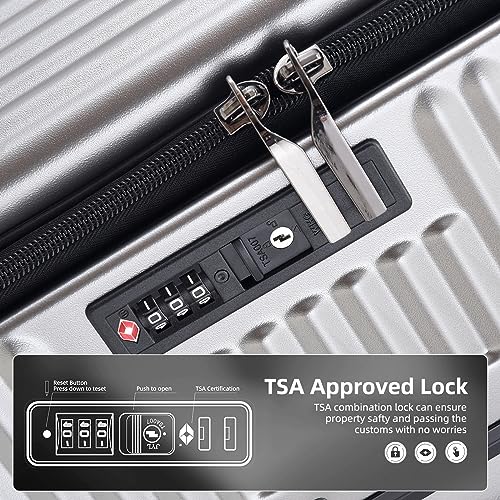 White 29 Inch Lightweight Hardshell ABS+PC Checked Luggage with TSA Lock L438763