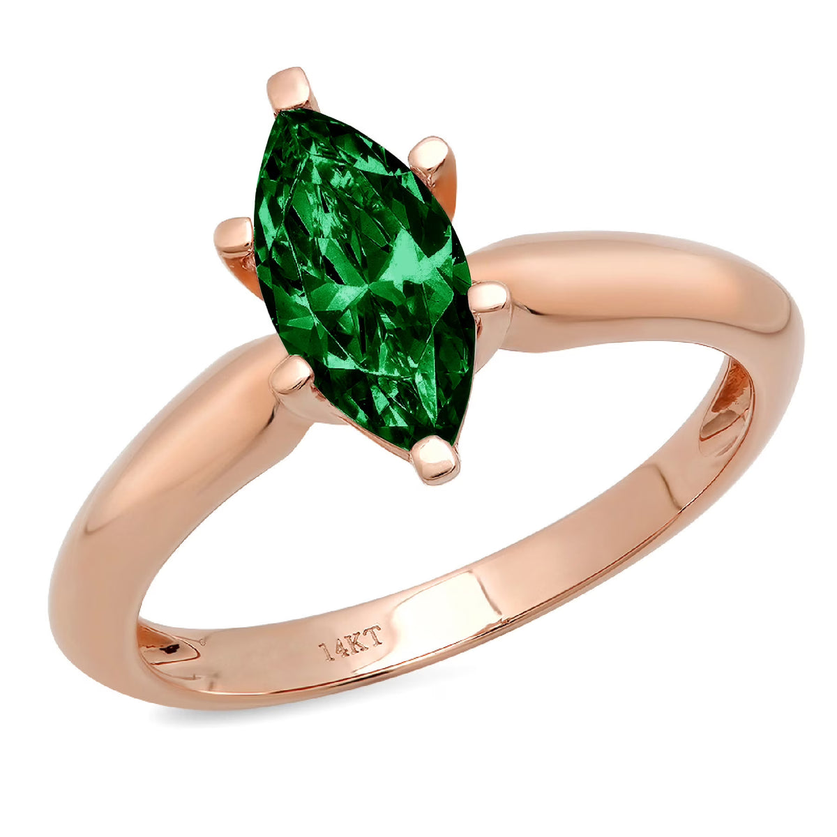 1ct Marquise Cut Green Simulated Emerald Solitaire Ring D942