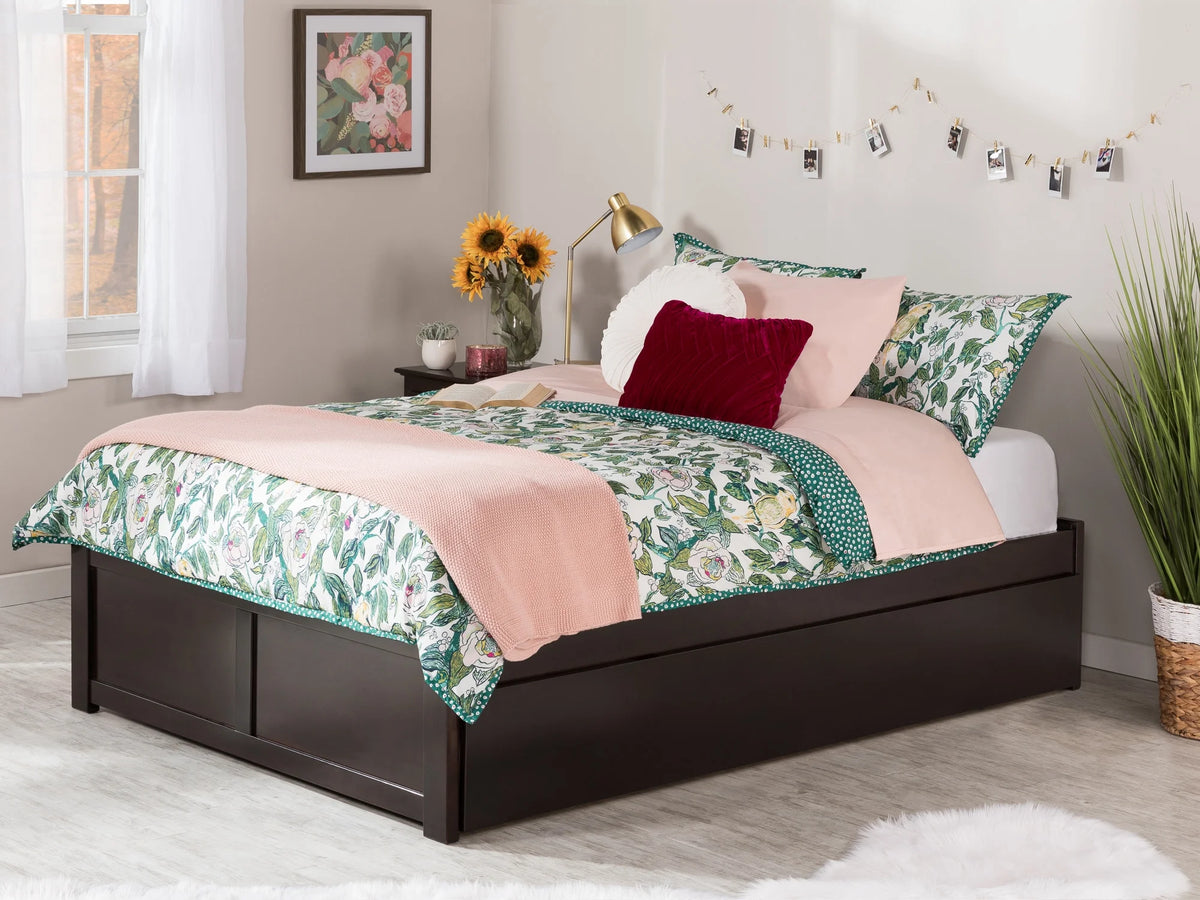 Full Platform Bed with Trundle Bed in Espresso J86961