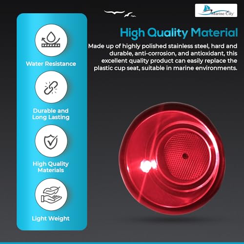 Red LED Light Cup Holder with Drain Stainless Steel Pack of 2 Q7488