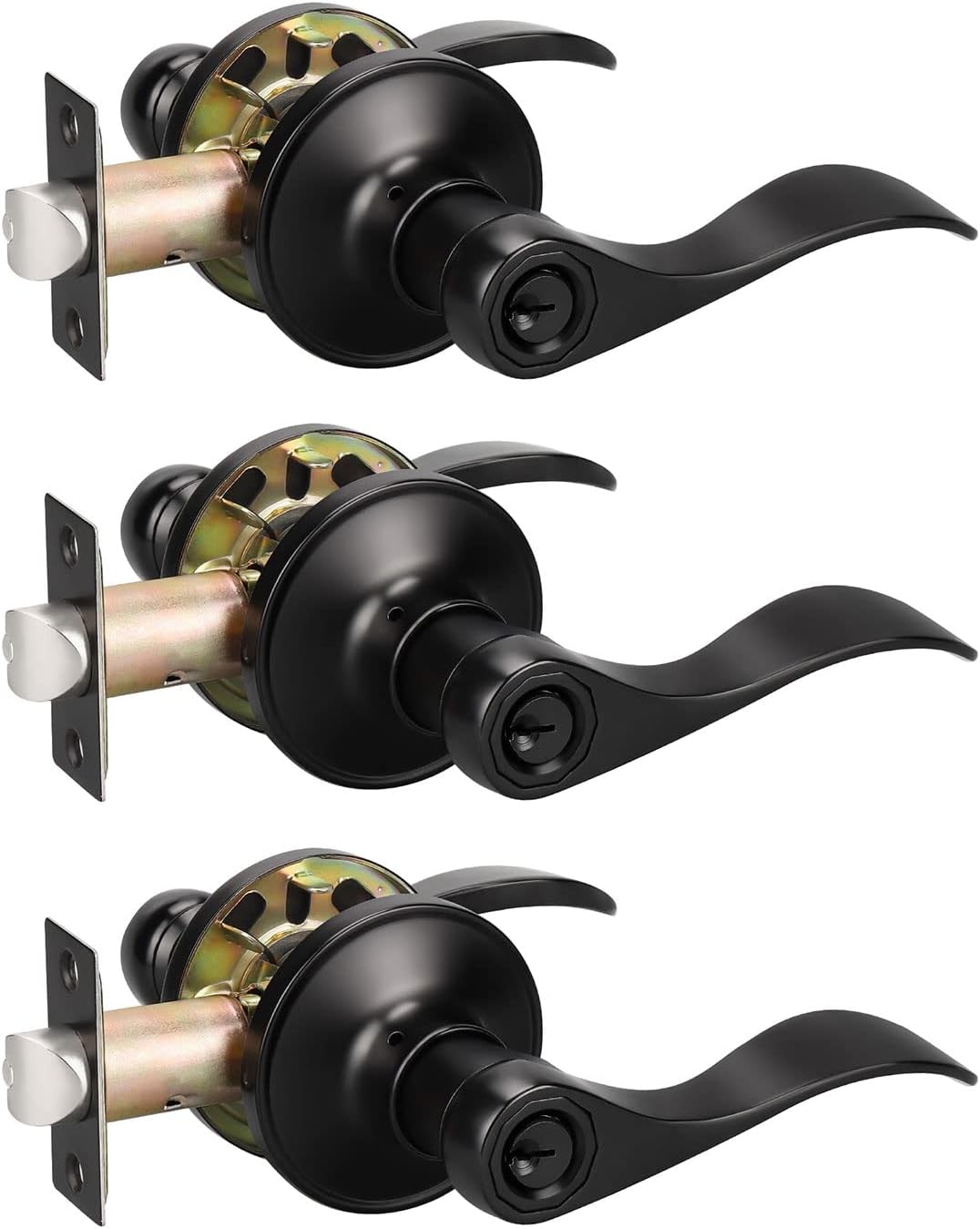 10 Pack Matte Black Passage Door Lever Sets O186833