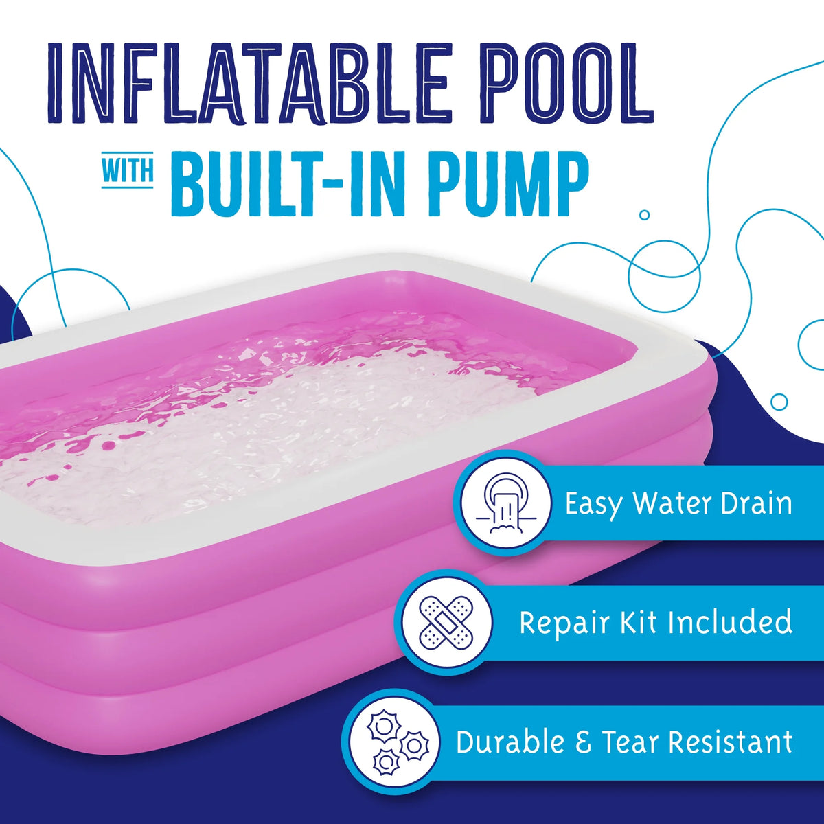 Inflatable Swimming Pool with Built-in Air Pump J368