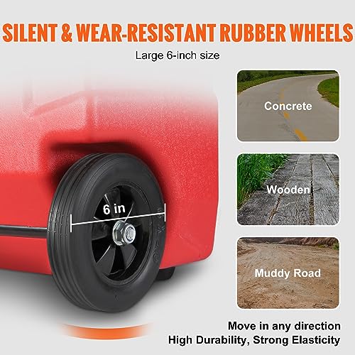 16 Gallon Portable Fuel Storage Tank with Nozzle Rubber Wheels E168