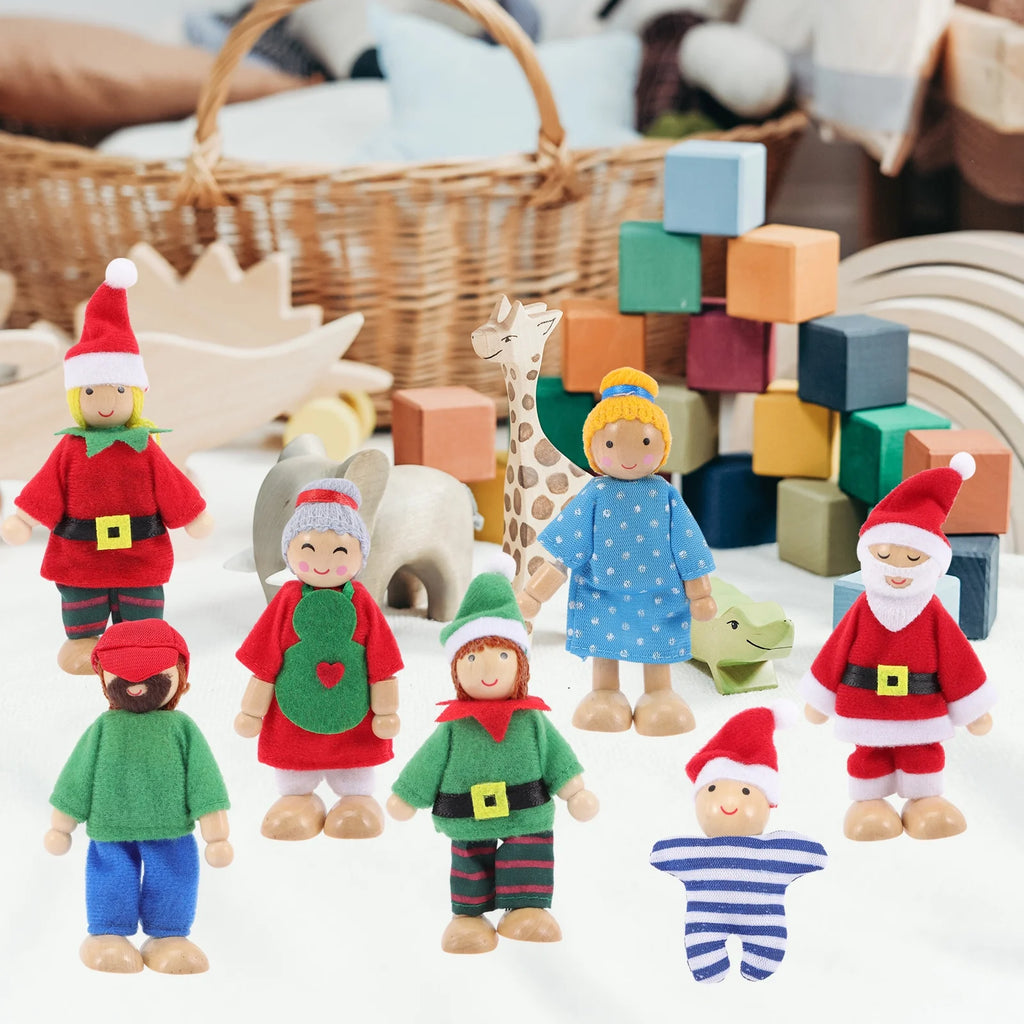 Wooden Dollhouse Play Set with Doll Figures U39948