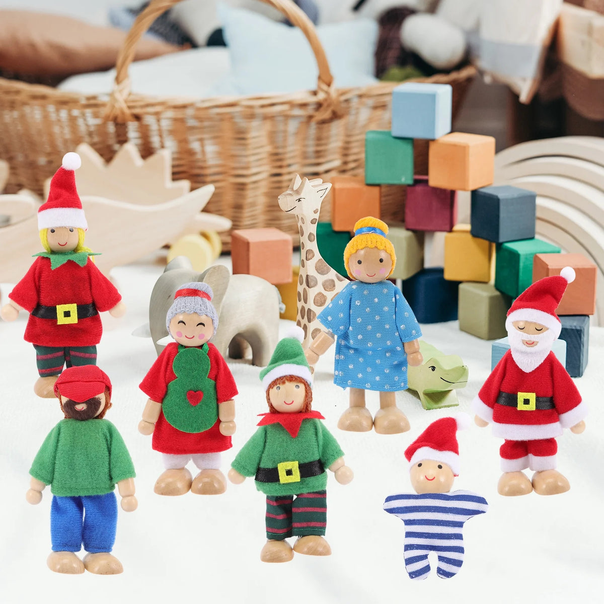 Wooden Dollhouse Play Set with Doll Figures U39948