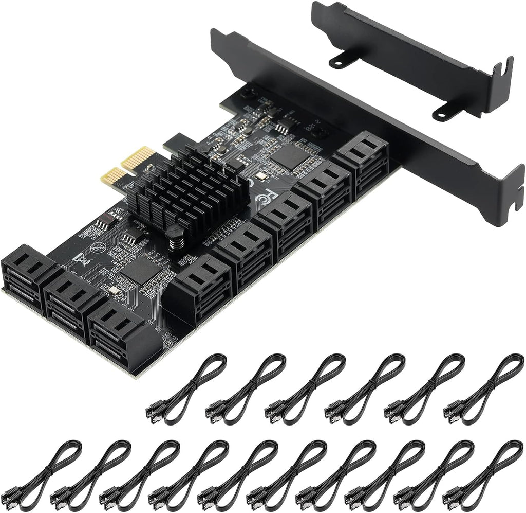 4X PCIE SATA Card 16 Ports with 16 SATA Cables Q862