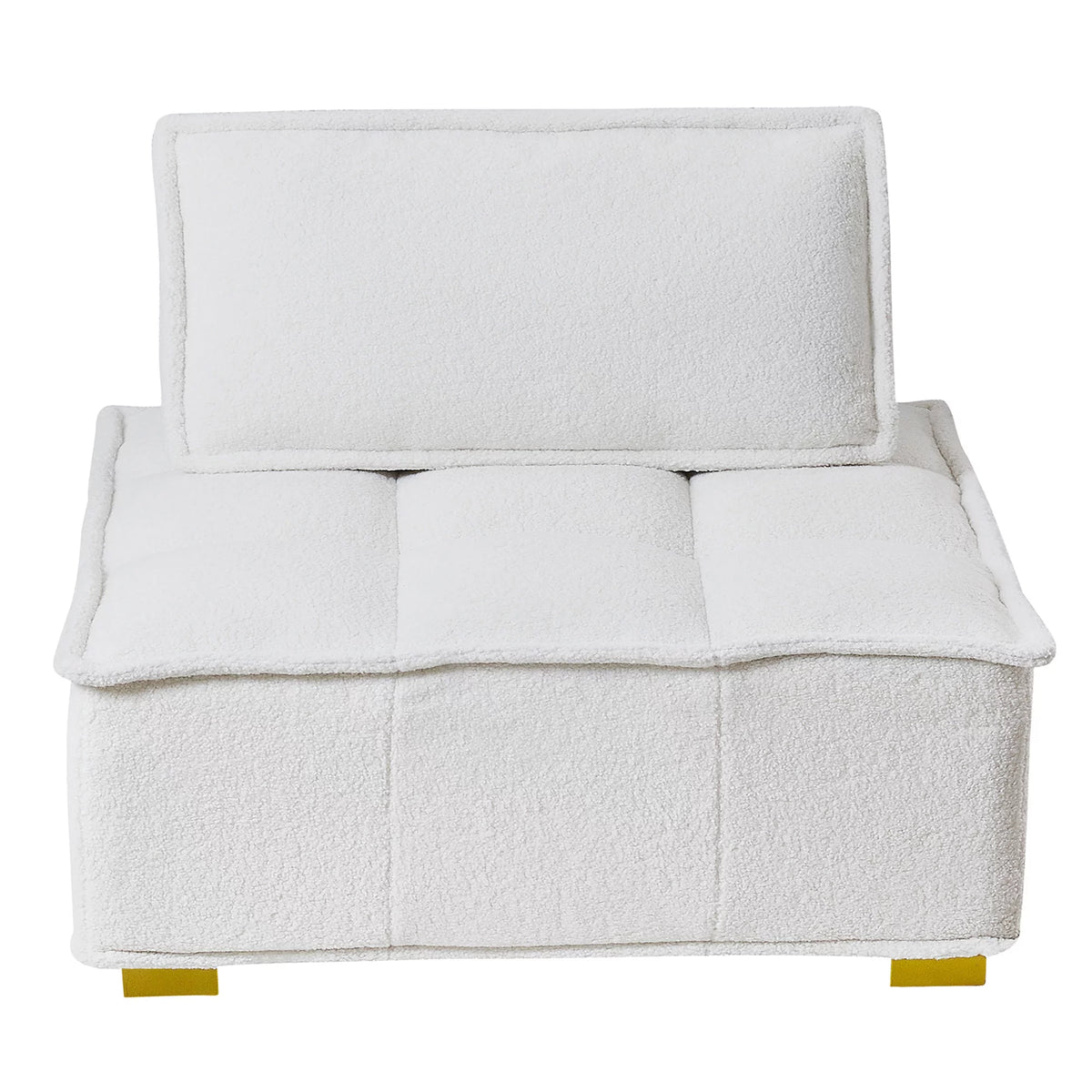 White Teddy Fabric Armless Accent Chair with Cushion N8106