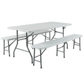 3 Pieces 6ft Portable Folding Picnic Table with Bench S1812