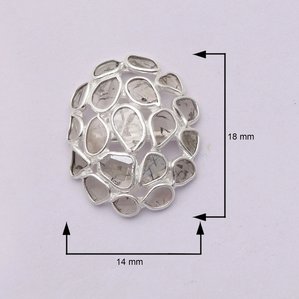 1.50 CTW Natural Diamond Polki Cluster Studs 925 Sterling Silver Earrings R123