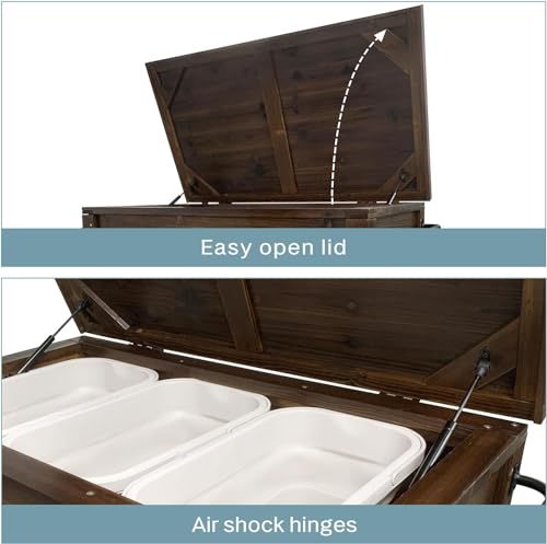 100-Quart Wooden Patio Cooler with Wheels N82657
