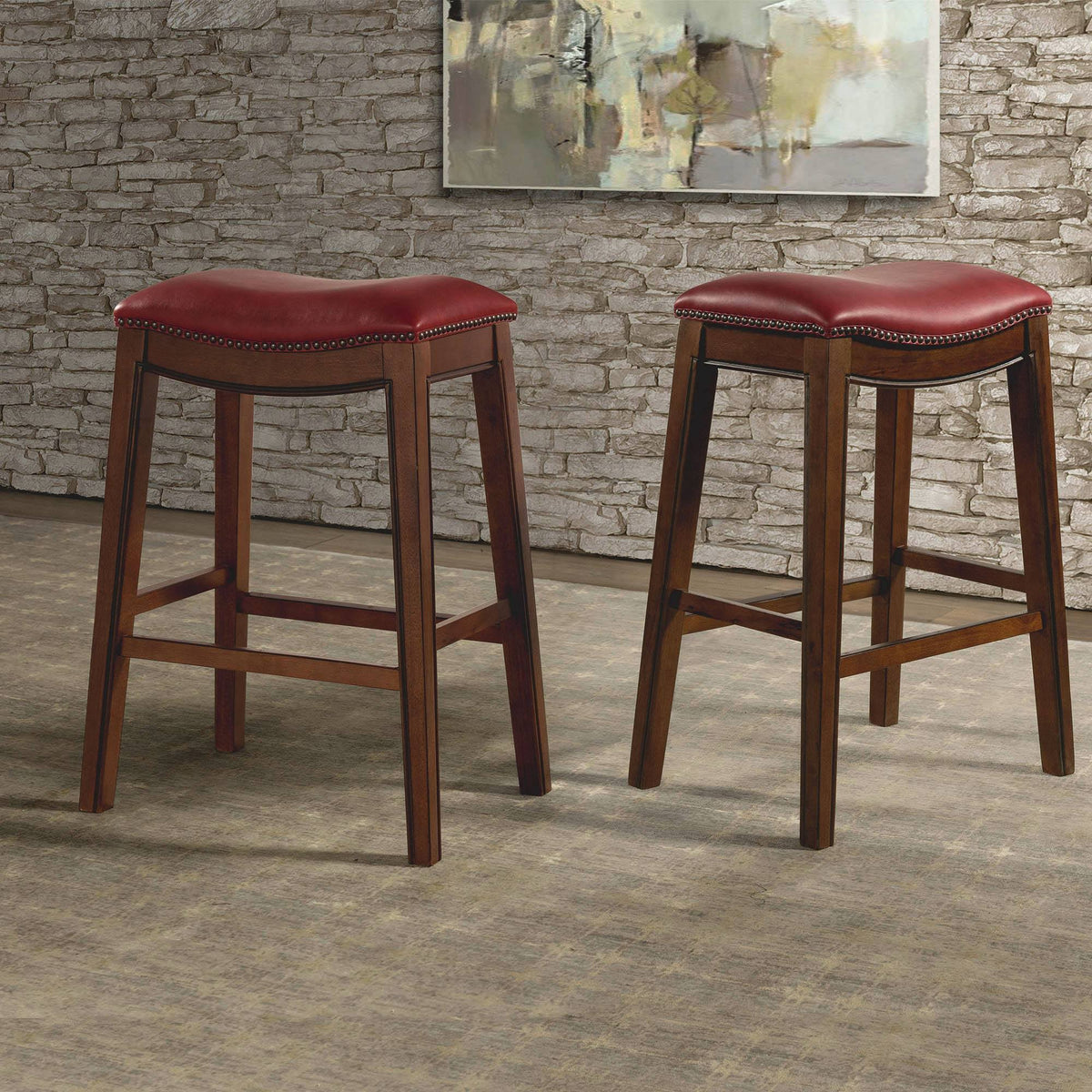 Red Backless Bar Stool B351638