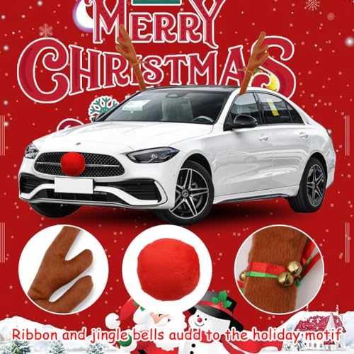 Reindeer Antlers & Nose Christmas Car Decorations T1430