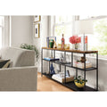 Recycled Natural Steel Console Table with Clear Tempered Glass Top Y6528