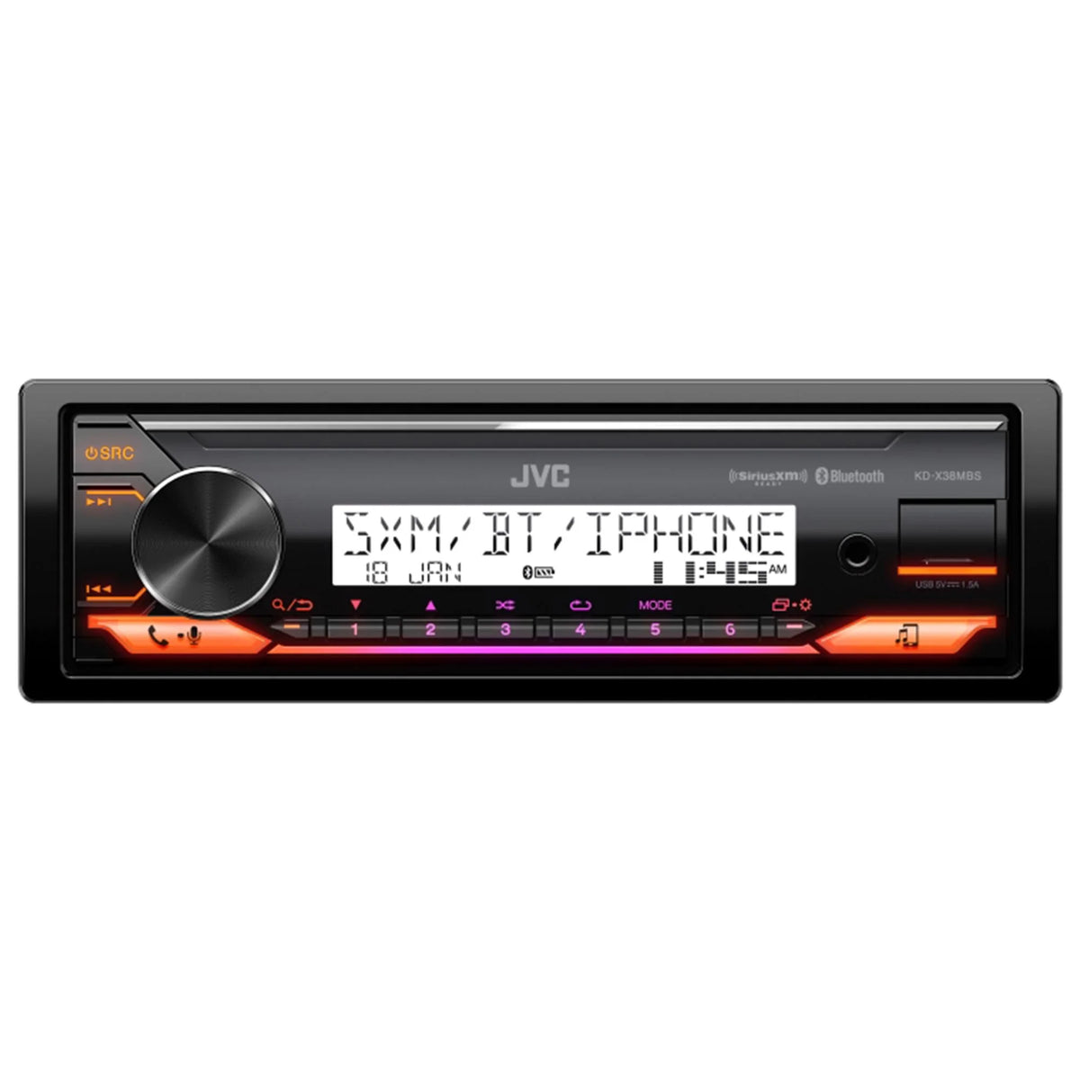 1-Din Car Marine Stereo Receiver with Bluetooth USB S54058