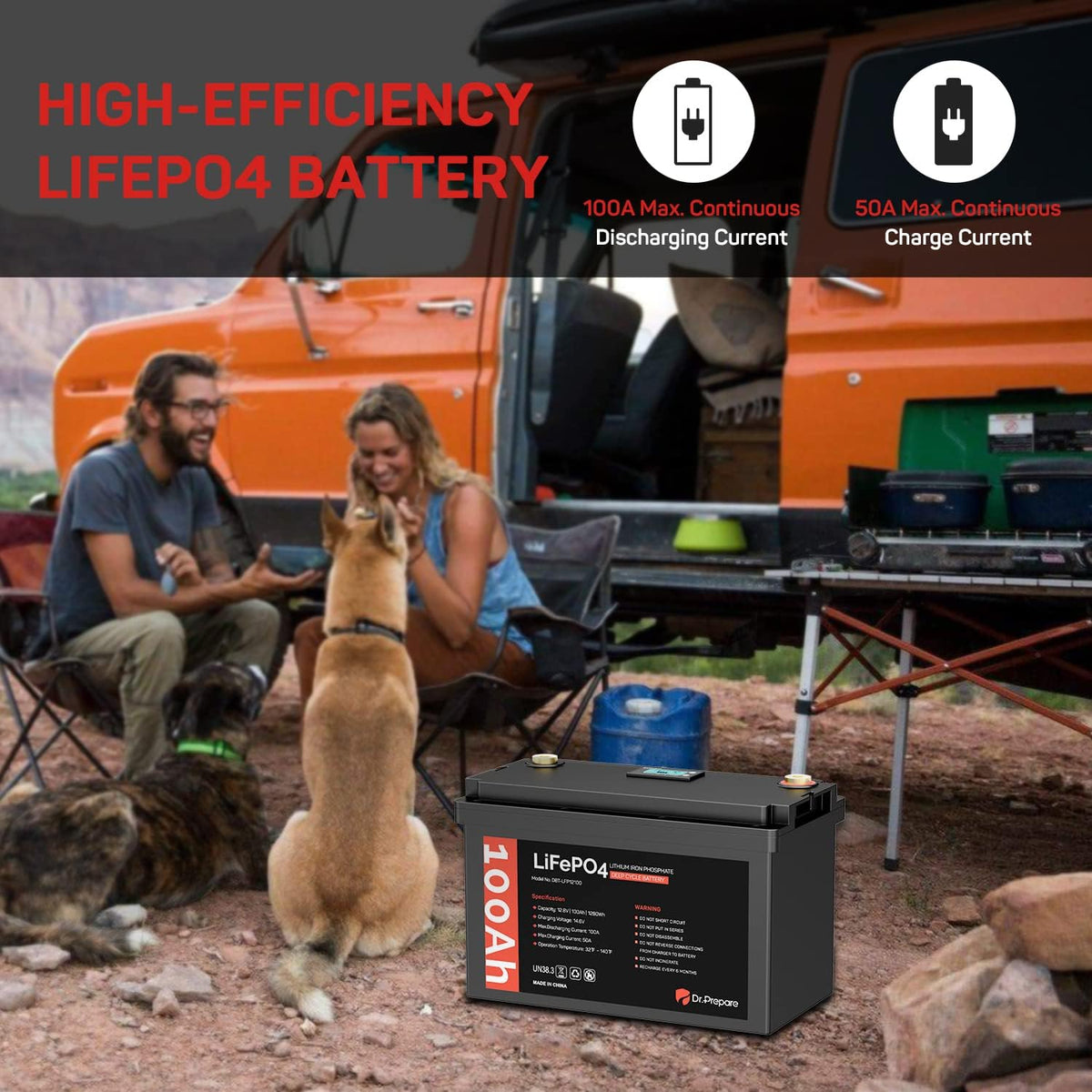 12V 100Ah LiFePO4 Lithium Deep Cycle Battery with Monitor Screen R909889