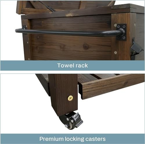 100-Quart Wooden Patio Cooler with Wheels N82657