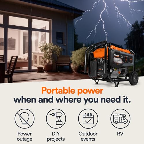 8,000-Watt Gas-Powered Portable Generator with Electric Start V9166