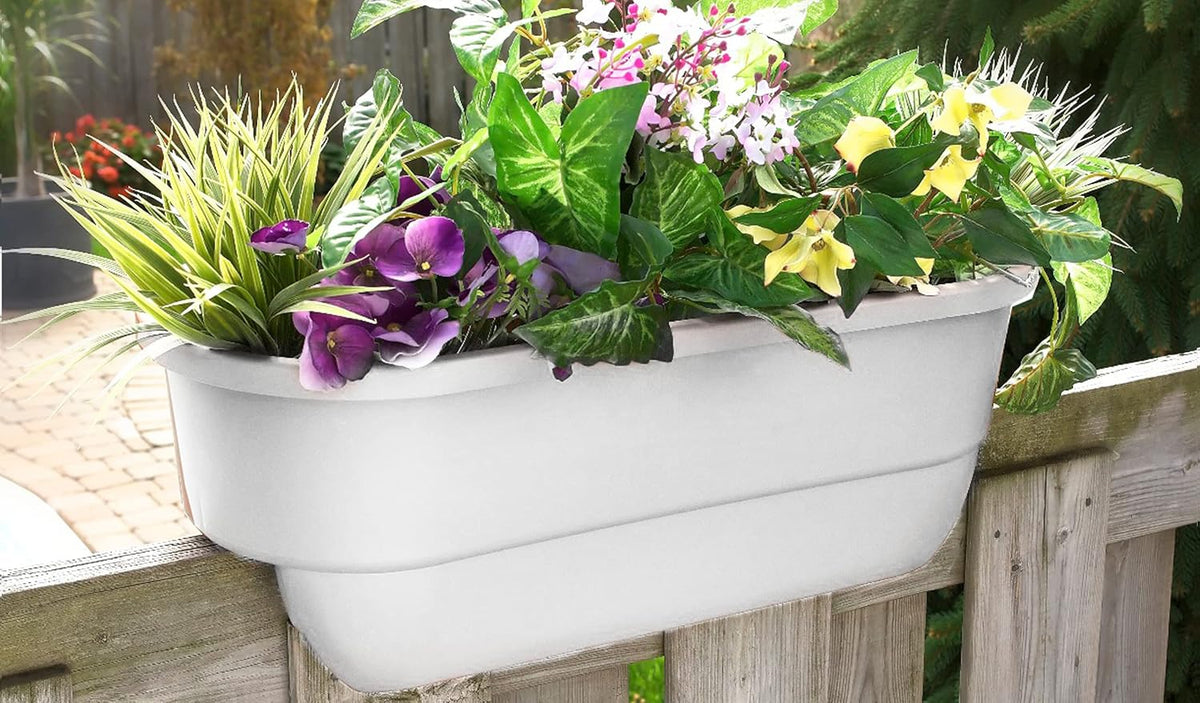 White 24" Dual Deck Railing Planter (Set of 2) P58464