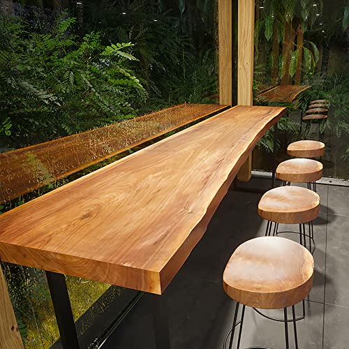 86.6" Brown Solid Wood Rectangular Bar Table with 4 Stools W37352
