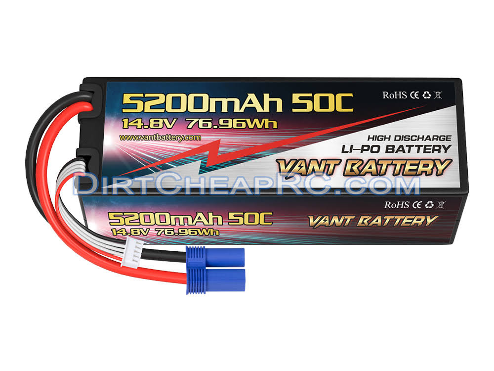 14.8V 5200mAh 4S 50C-100C Hardcase Lipo Battery Pack with EC5 Connector M8237