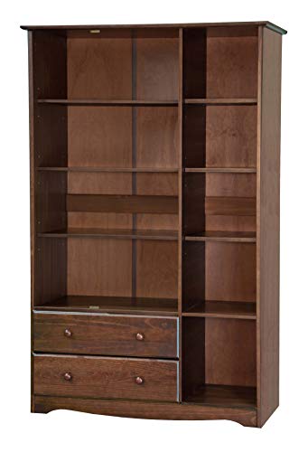 100% Solid Wood Armoire Wardrobe Closet, Java, 4 Shelves, 1 Clothing Rod, 2 Drawers, 1 Lock F5871