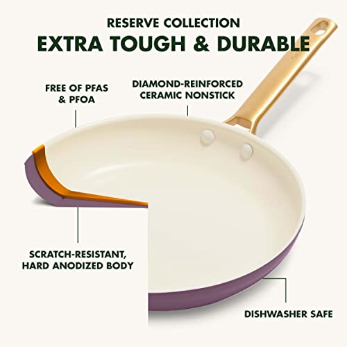 10" and 12" Hard Anodized Ceramic Nonstick Frying Pan Skillet Set, Gold Handle, Sunrise Yellow G255832