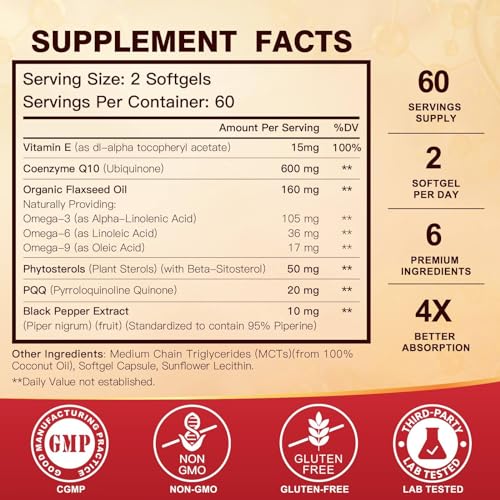 CoQ10 600 mg Softgels with Omega 3 & PQQ & Vitamin E T637091
