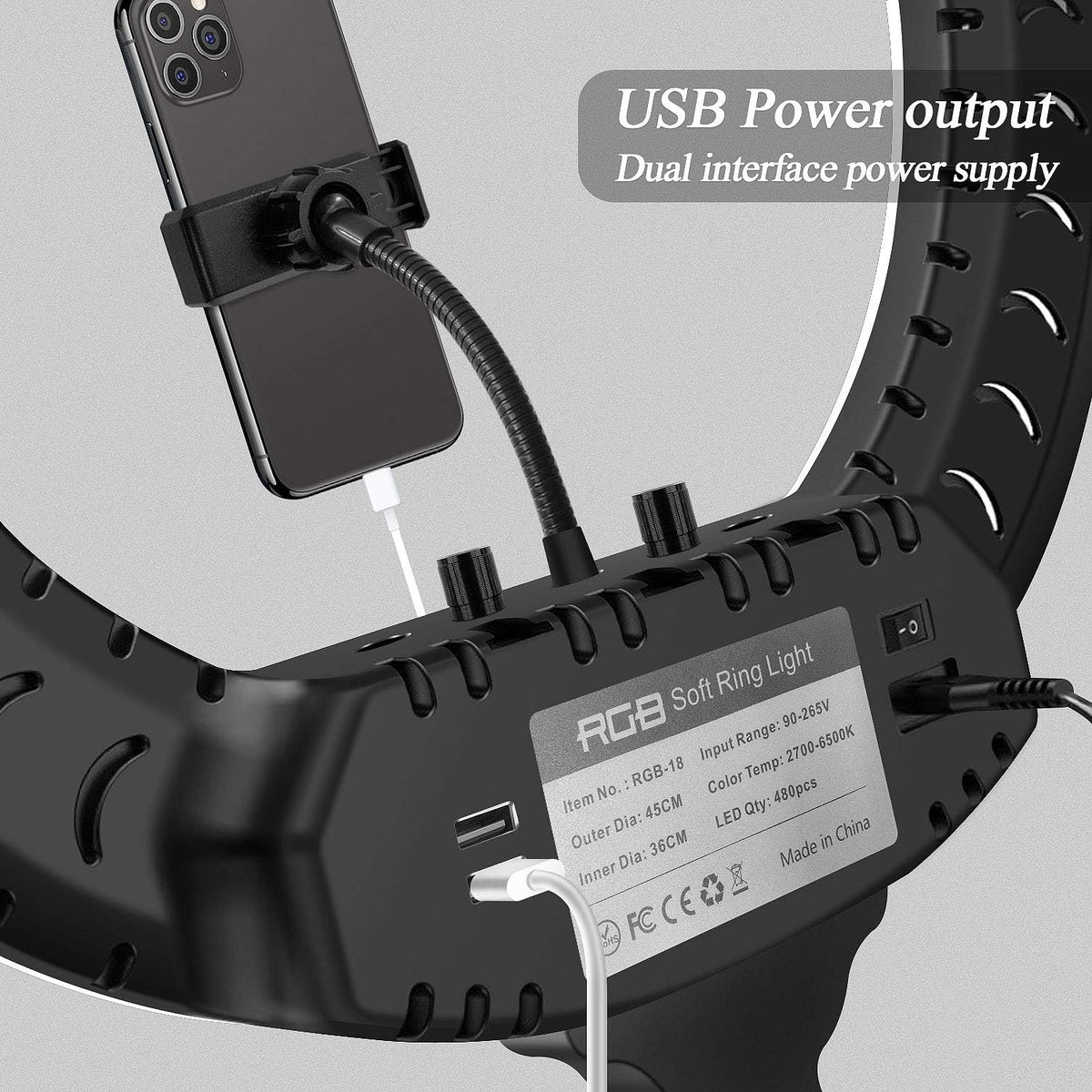 18 LED RGB Ring Light with Tripod L6209