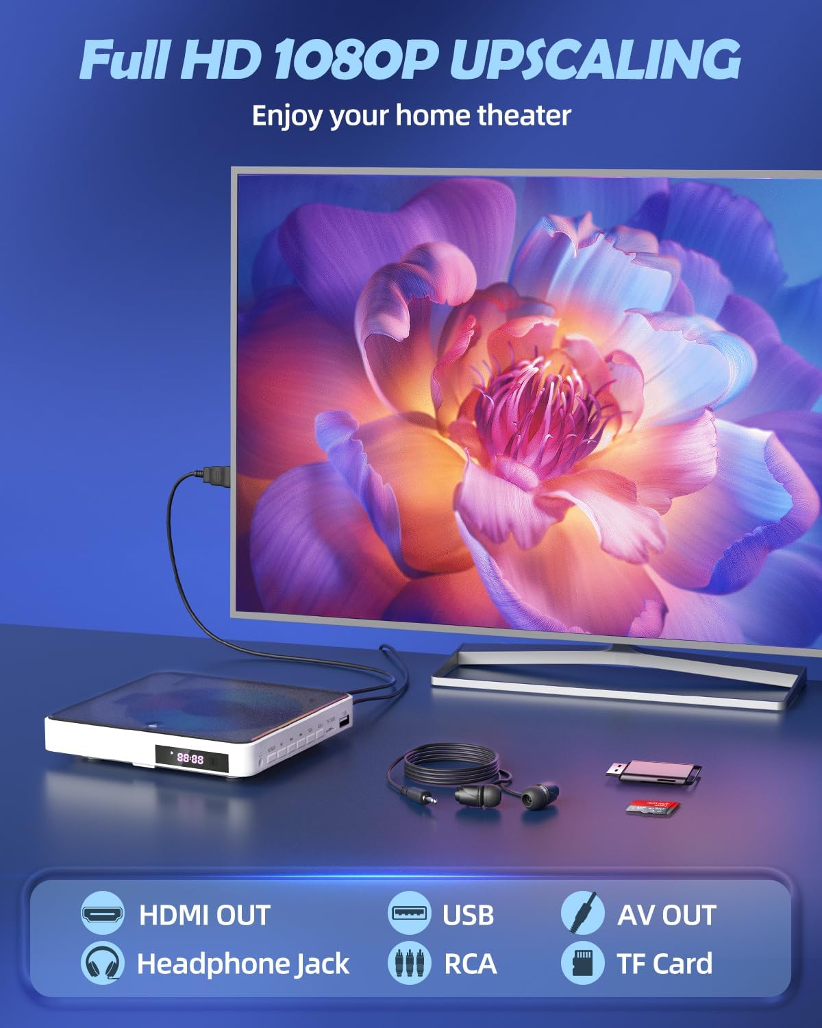 1080P Mini DVD Player with Remote Control V6261