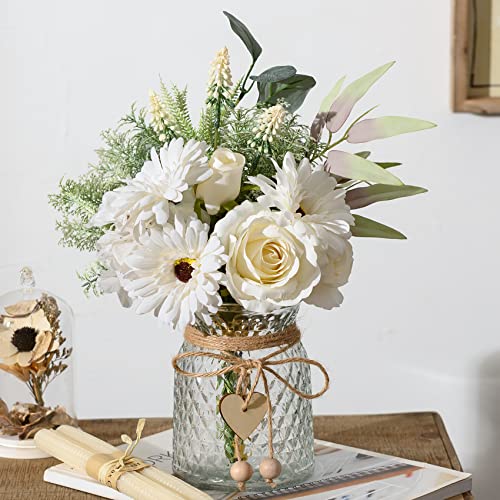 Artificial Flowers with Vase, Faux Silk Flowers Arrangement R134581
