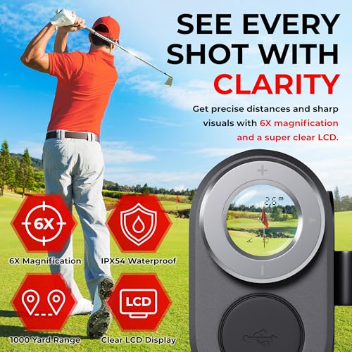 1000 Yards Rangefinder with Slope Mode, 6X Magnification, Magnetic Clip P8129