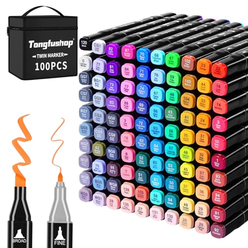 60 Colors Alcohol Markers, Double Tip, with Organizing Case K99234