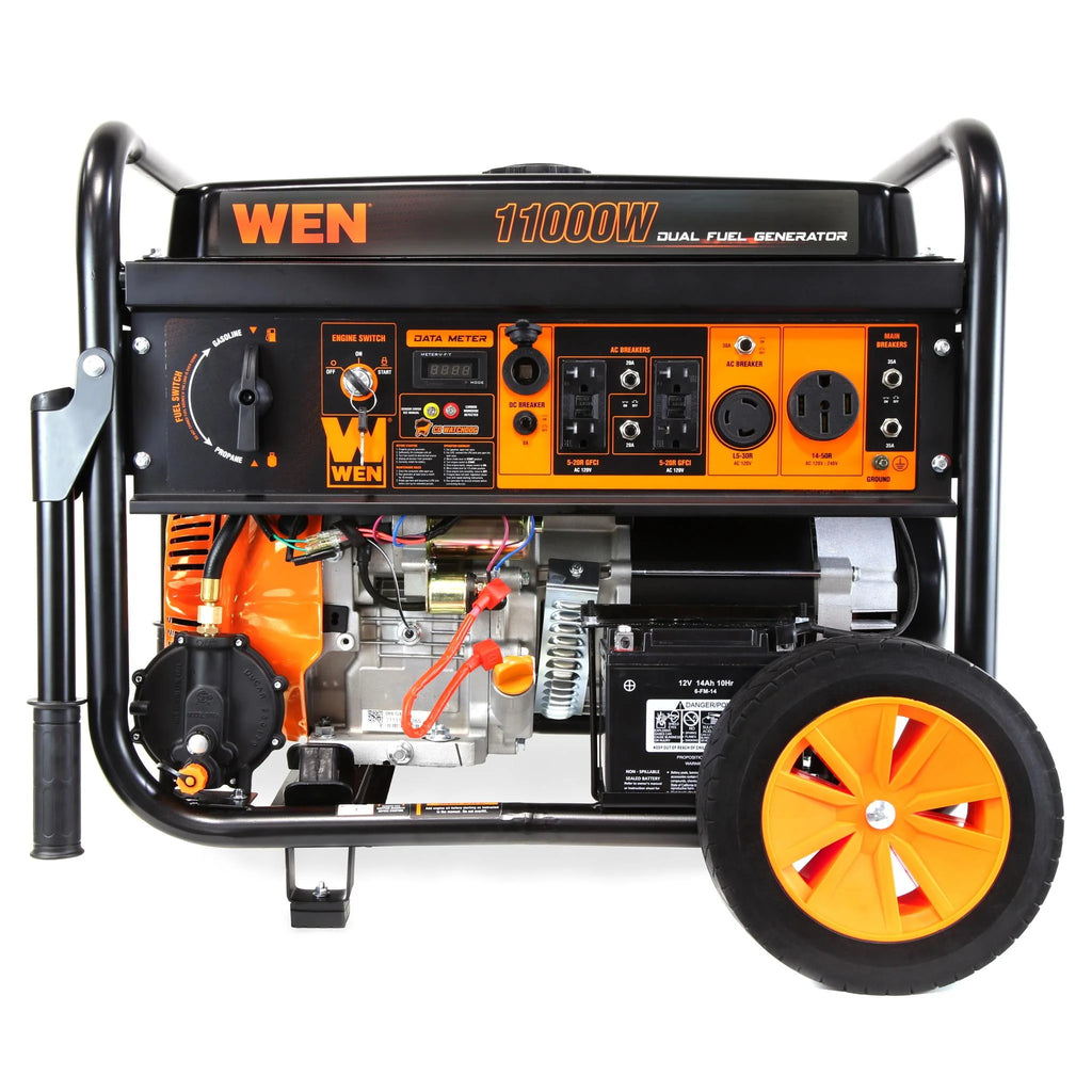 11000-Watt 120-Volt 240-Volt Dual Fuel Electric Start Portable Generator with Wheel Kit and CO Shutdown Sensor O8461