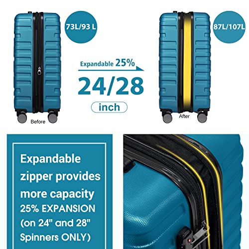 5 Piece Expandable Hard Shell Luggage Set with Spinner Wheels and TSA Lock F9878