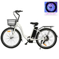 26 Inch 350 W White 7 Speed Electric Bicycle with Basket I7992