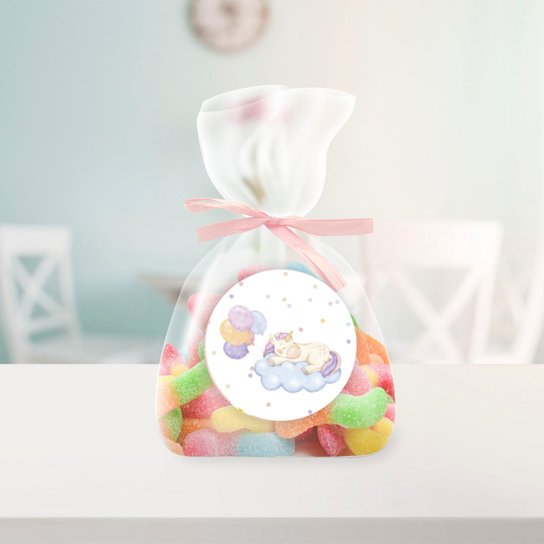 240-Pk Unicorn Chocolate Drop Label Stickers M84445