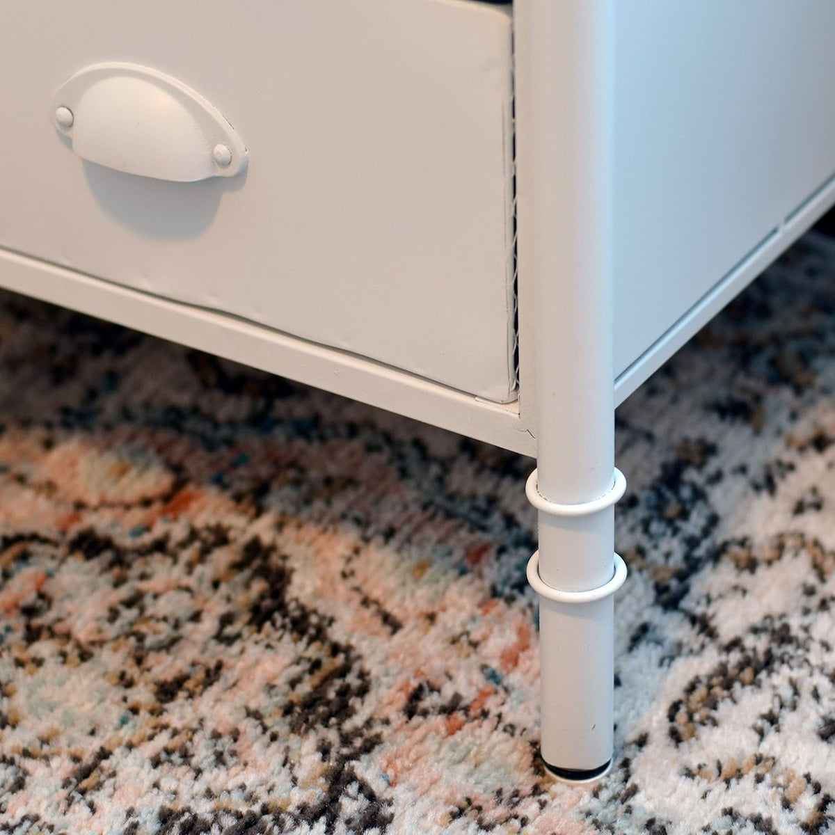 White 8 Drawer Accent Cabinet with Solid Wood Top and Metal Mesh Detailing O27291